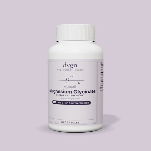 nightfall Magnesium Glycinate dietary supplement bottle by dygn, 90 capsules